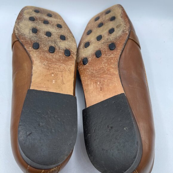 Coach Italy Leather Loafers Square Toe Buckle Brown 6.5B - Picture 7 of 12